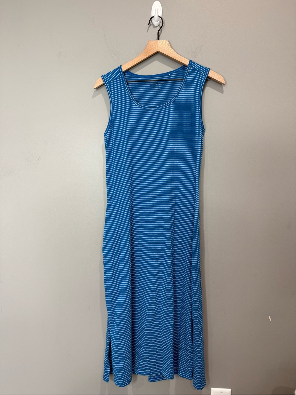 Toad&Co Blue Stripe Tencel Midi Tank Dress Pockets‎ S